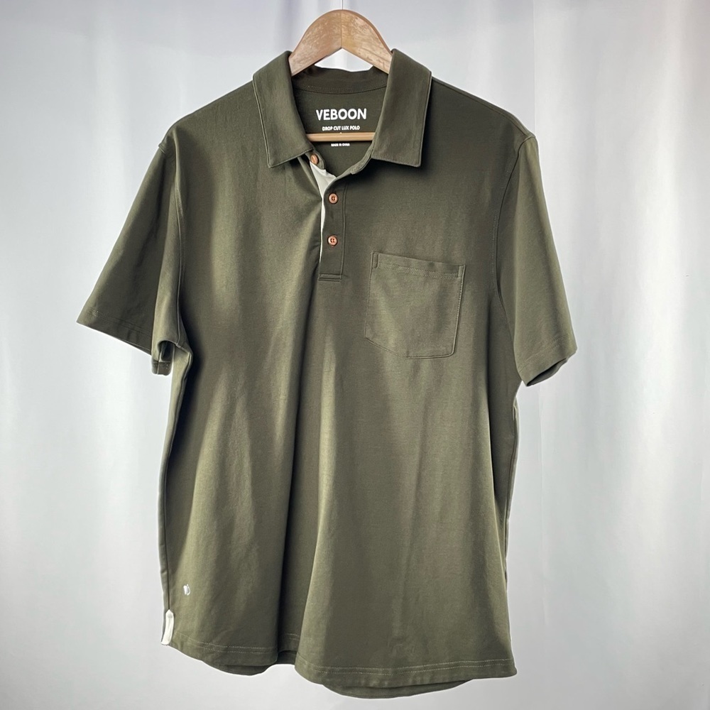 Veboon Cut Lux Short Sleeve Polo in Green Size Large‎